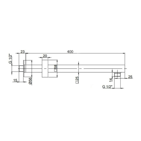 Кронштейн для верхнего душа Paini 50PZ745QQ40 квадратный брашированный чёрный