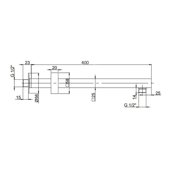 Кронштейн для верхнего душа Paini 50PZ745QQ40 квадратный брашированный чёрный