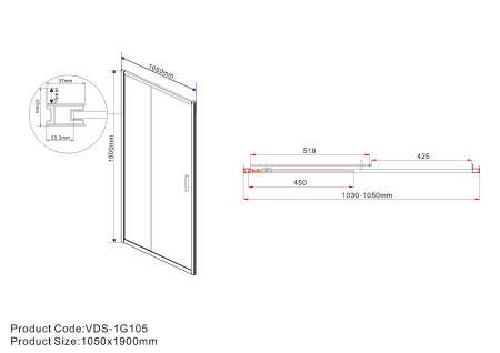 Душевая дверь Vincea Garda VDS-1G105CL