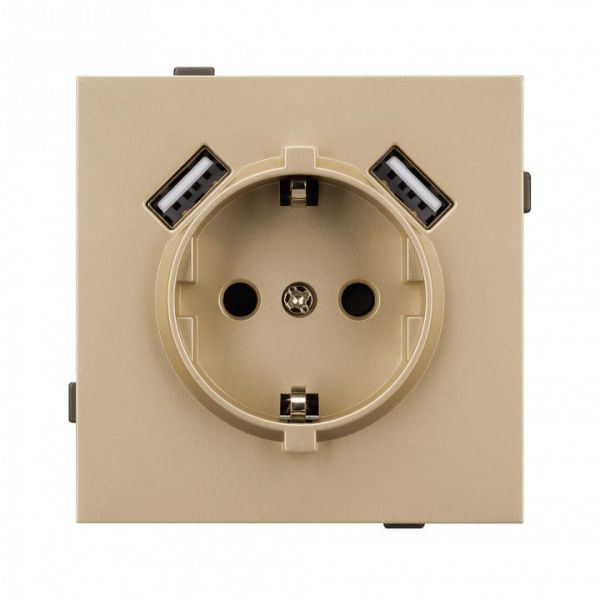Розетка с заземлением и 2хUSB type A, без рамки Arlight SCT-TENDO 054604