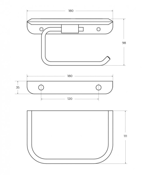 Держатель для туалетной бумаги с полочкой Cezares Liner LINER-PHM-01 хром