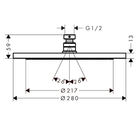Верхний душ hansgrohe Croma 280 26220340 1 режим шлифованный черный хром