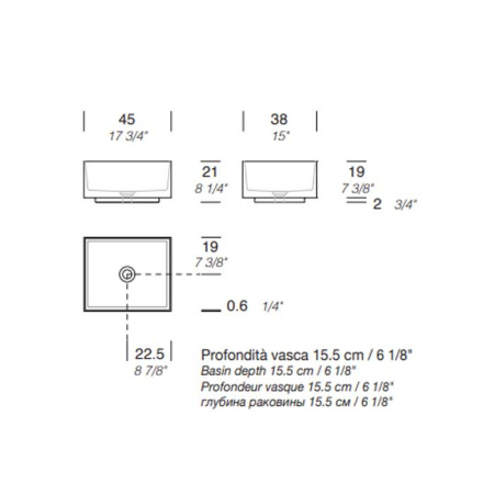 Раковина Milldue Step 63 9296*0 Bianco Opaco