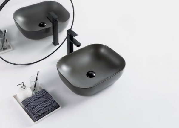 Раковина накладная BelBagno BB1302-H311 серая матовая