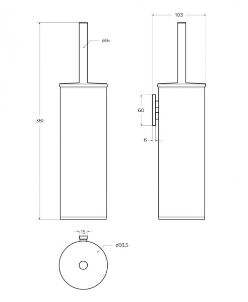 Ёршик для унитаза подвесной Cezares Relax RELAX-TBS-M-GM оружейная сталь