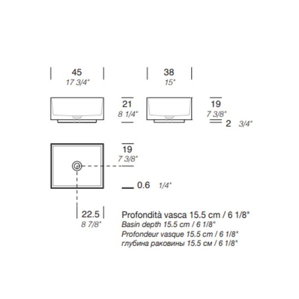 Раковина Milldue Step 63 9296*0 Bianco Opaco