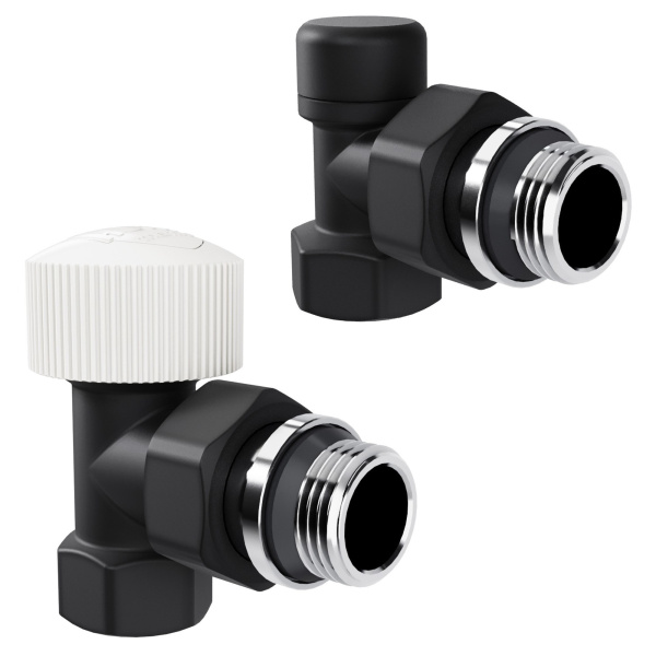 Набор термостатический угловой Royal Thermo Design 1/2"М30х1,5 (Черный)