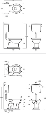 Бачок для унитаза Simas Lante LA28 подвод сбоку бачка