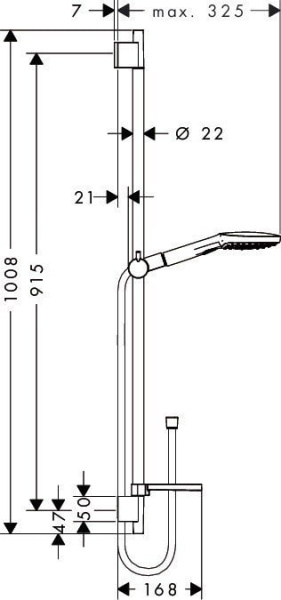 Душевой набор hansgrohe 120 3jet EcoSmart 26623000 9 л/мин со штангой 90 см и мыльницей хром