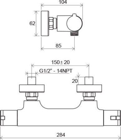 Смеситель для душа Ravak TE 032.00/150 X070034