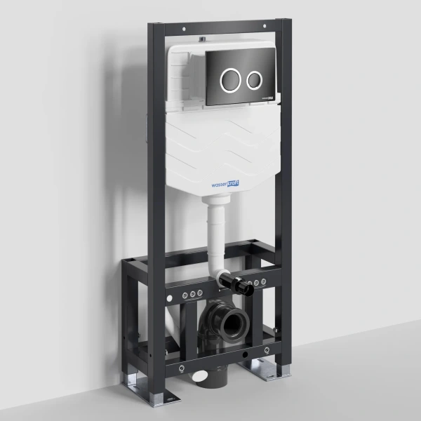 Инсталляция для унитаза WasserKRAFT Dill 61 61TLT.010.ME.PB01 с кнопкой смыва, черный глянец/хром/черный глянец