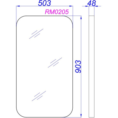 Зеркало Aqwella RM 50 RM0205BLK черное