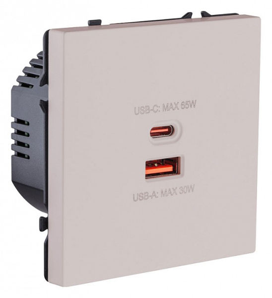 Розетка 2хUSB type A и C без рамки Kollinger Eclipse EC-024CM