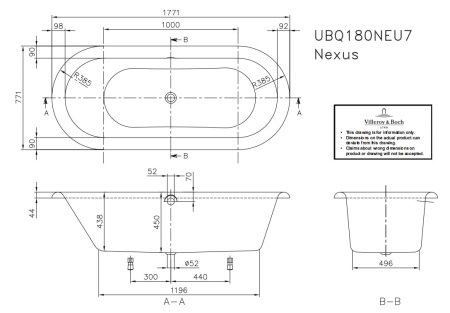 Квариловая ванна Villeroy&Boch Nexus 177x77 UBQ180NEU7V-01