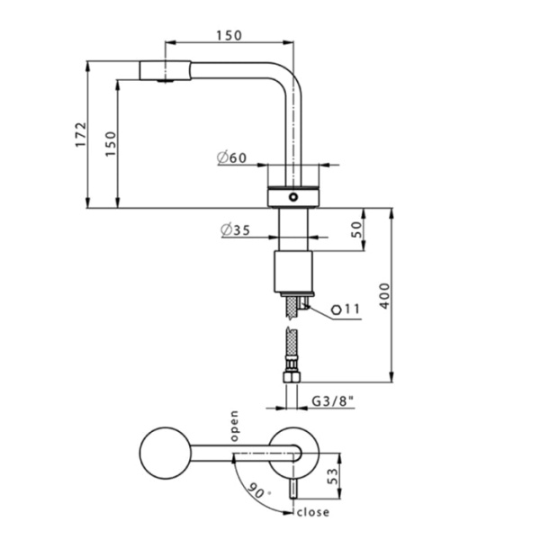 Смеситель для раковины Cisal Slim SM00073040 черный матовый