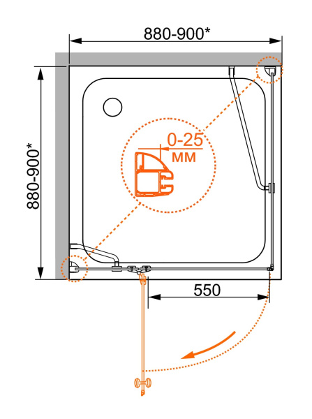 Душевой уголок Cezares VERONA-A-1-100-P-Cr-L (VERONA-W-A-1-100-P-Cr-L)