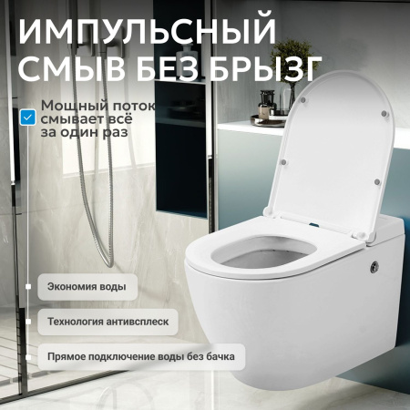 Подвесной унитаз Abber Bequem AC1108P с крышкой-сиденьем
