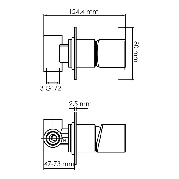 Смеситель для душа WasserKRAFT Elbe 7400 7452 черный