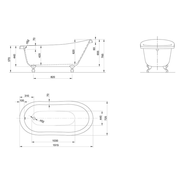 Ванна акриловая Knief Slipper 150 0100-064-01