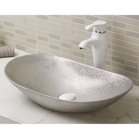 Раковина-чаша CeramaLux 7811АSS 61,5x36 см, накладная, серебряный