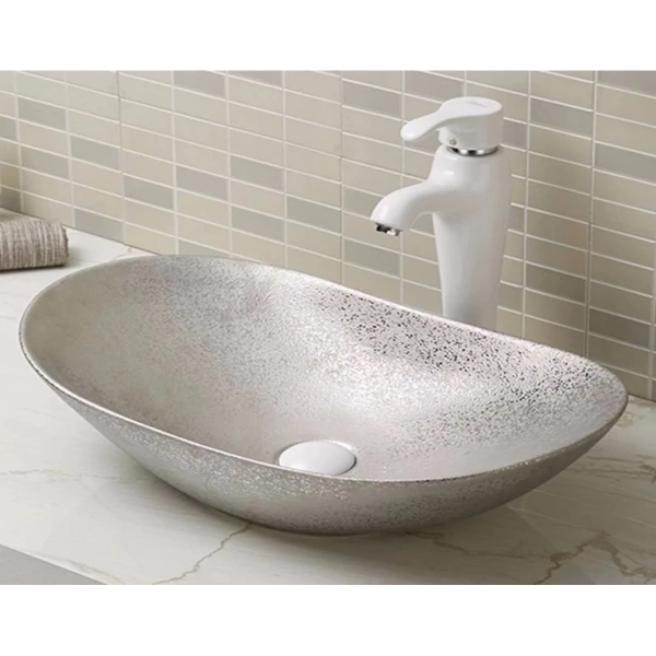 Раковина-чаша CeramaLux 7811АSS 61,5x36 см, накладная, серебряный