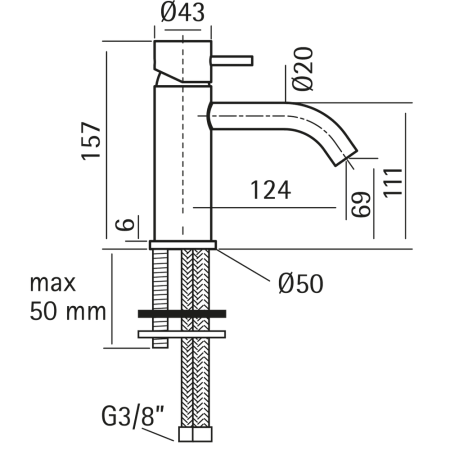 Смеситель для раковины Huber Lynox LX000544D1 сталь