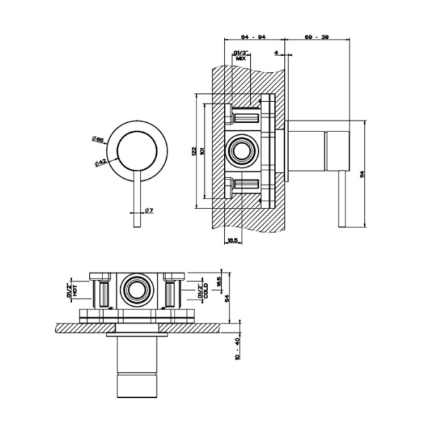 Смеситель для душа Gessi 316 54019#727 розовое золото