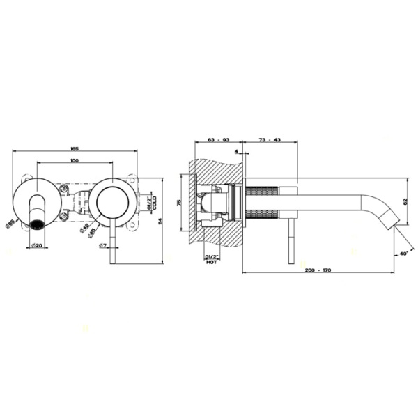 Смеситель для раковины Gessi 316 54286#239 нержавейка