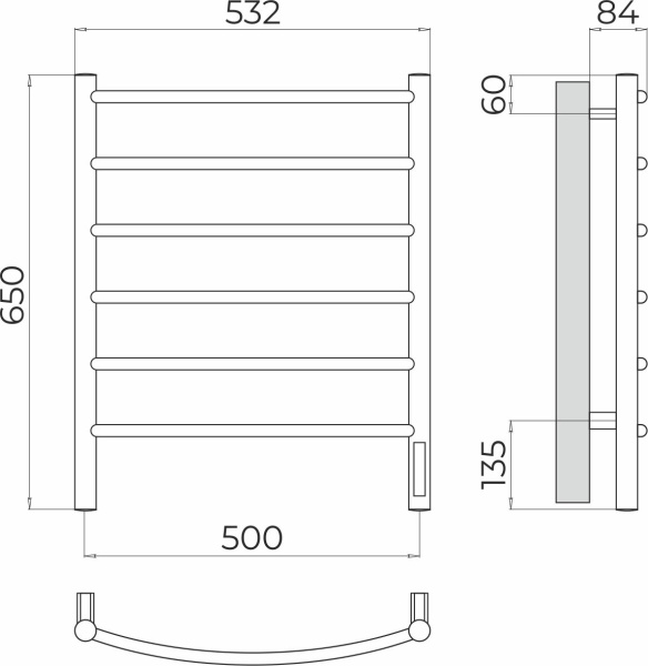 Классик П6 500х650 электро Полотенцесушитель TERMINUS