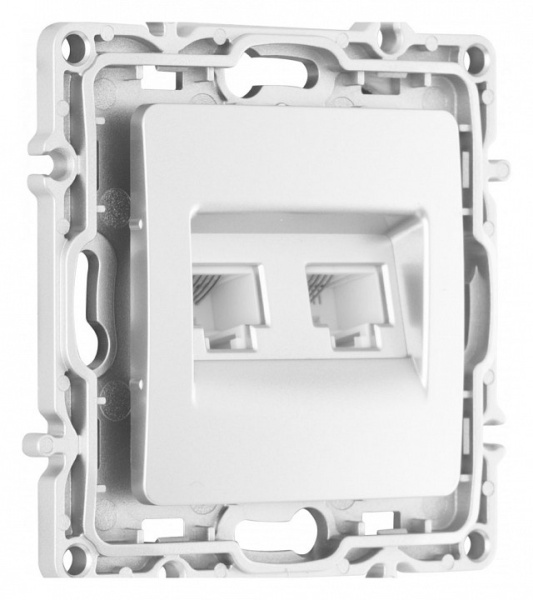 Розетка двойная RJ-11 и Ethernet RJ-45 без рамки Arte Milano am-217 217.44-1.silver