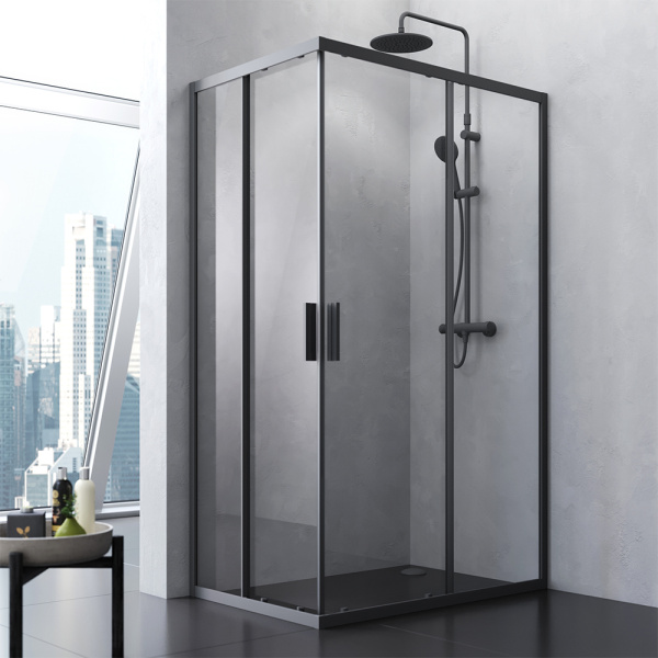 Душевой уголок 120x80 AM.PM Gem S Twin Slide W93G-404-120280-BT черный