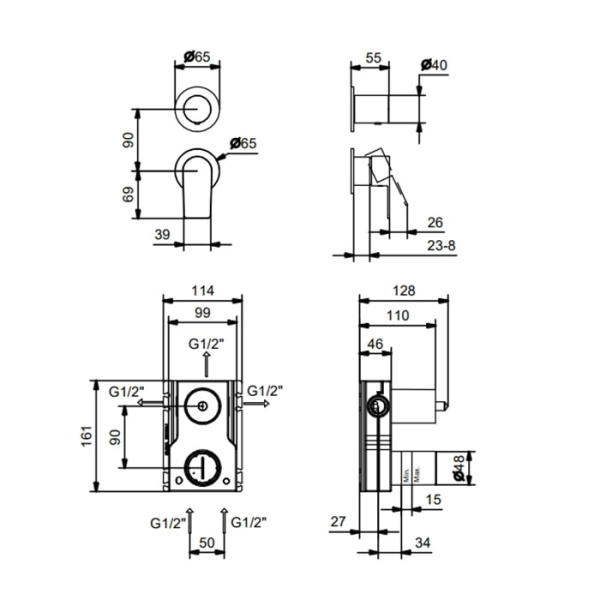 Смеситель для душа Fantini Myo 61 02 V689B