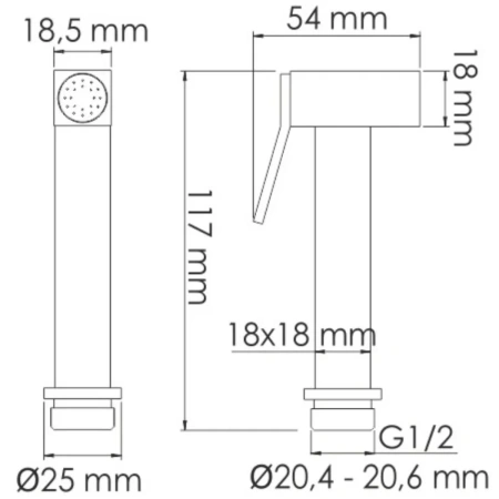 Гигиенический душ WasserKRAFT A08657 со смесителем, хром