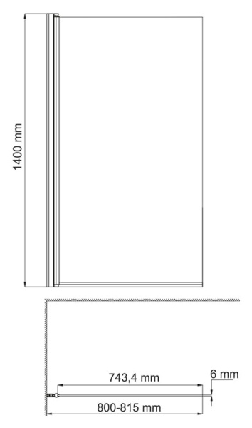 Шторка на ванну WasserKRAFT Berkel 80x140 48P01-80 хром прозрачная