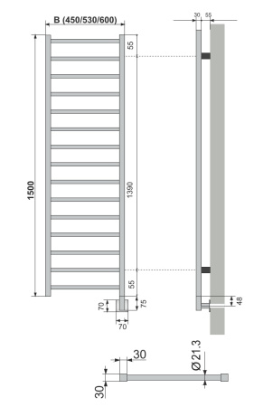 Полотенцесушитель электрический Neoinox ECO 1500x530 POL хром