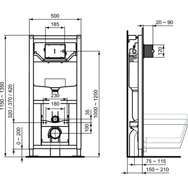 Инсталляция для унитаза Ideal Standard Prosys Frame 120 M 3H R009567