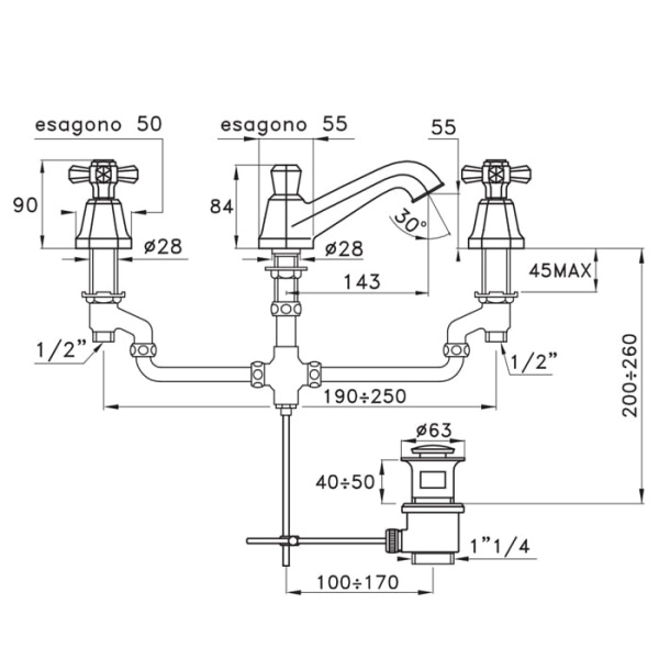 Смеситель для раковины Stella Eccelsa EC 00013 AU00 золото
