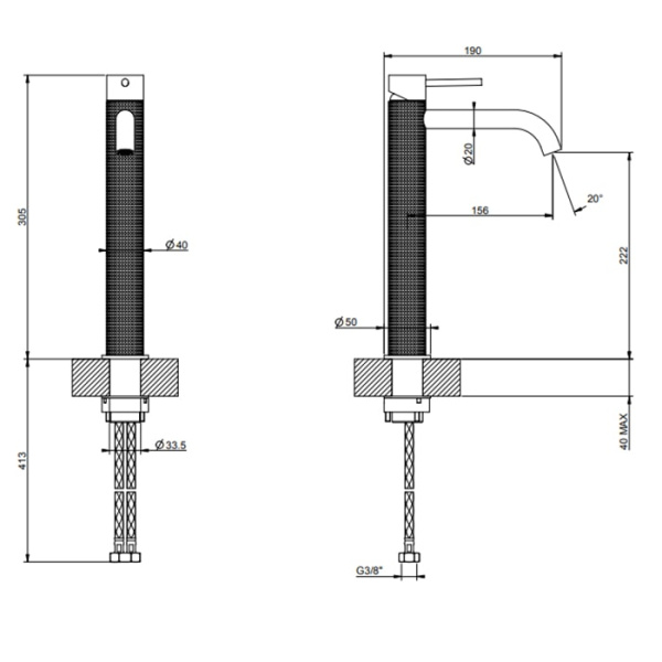 Смеситель для раковины Gessi 316 54406#707 черный матовый