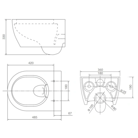 Унитаз подвесной SSWW NC2038 безободковый, с сиденьем микролифт, белый