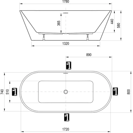 Акриловая ванна Ravak Solo XC00100036 178x80 см, отдельностоящая, белый
