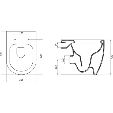 Приставной безободковый унитаз BelBagno Marino BB105CBR