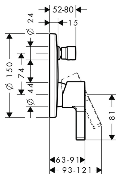 Смеситель для ванны hansgrohe Metris S 31465000