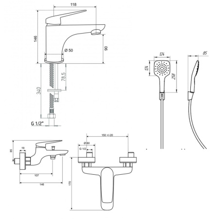 Комплект смесителей Paini Laguna LACRSET3 с душевым гарнитуром