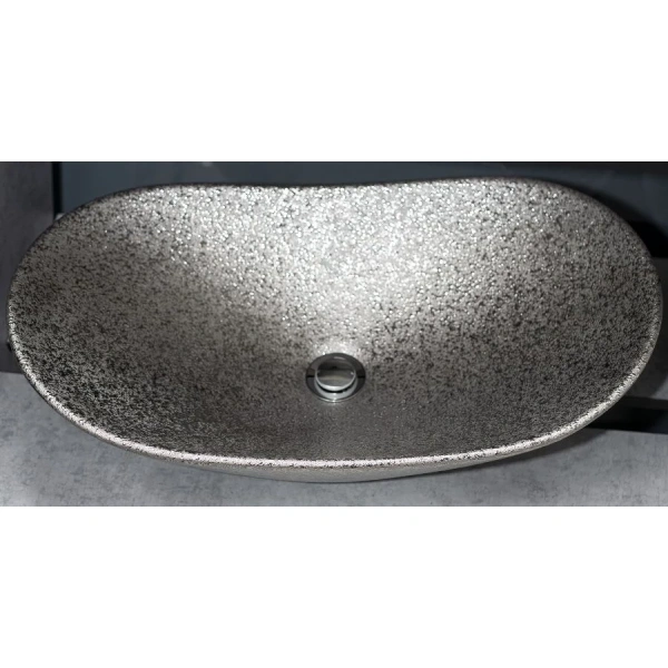 Раковина-чаша CeramaLux 7811АSS 61,5x36 см, накладная, серебряный