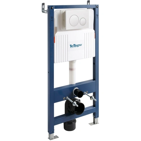 Инсталляция для унитаза BelBagno BB-101-M-BC с кнопкой смыва, белый глянец