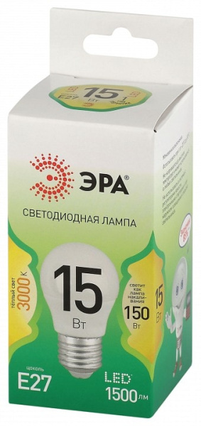 Лампа светодиодная Эра Green Line E27 15Вт 3000K LED P45-15W-830-E27 GL