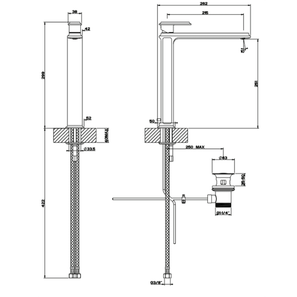 Смеситель для раковины Gessi Eleganza 46003#080 золото