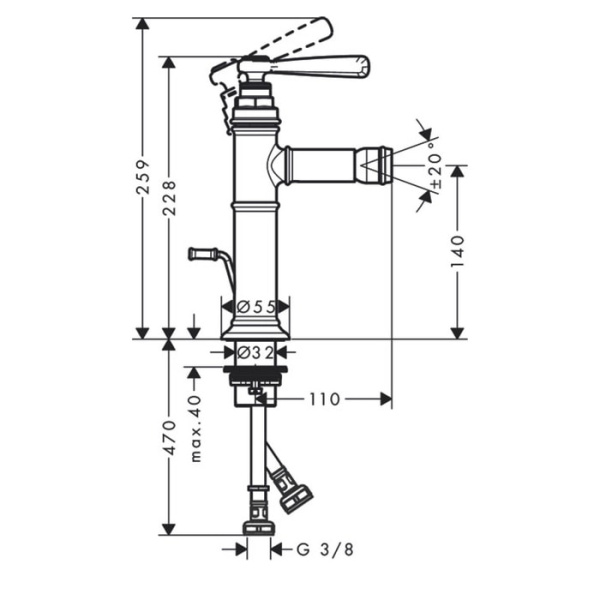 Смеситель для биде Axor Montreux 16526820 шлифованный никель