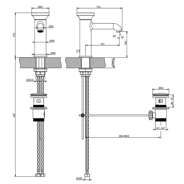 Смеситель для раковины Gessi Origini 66001#707 черный