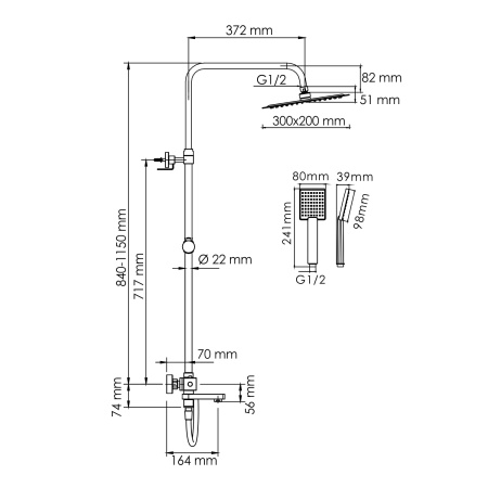 Душевая стойка WasserKRAFT A199.069.141.087.CH Thermo